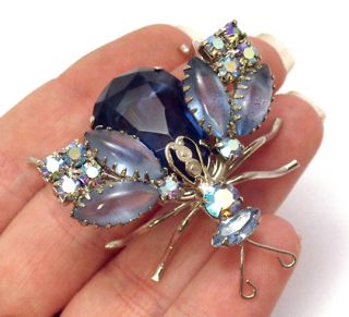  Pin Juliana Articulating Wings Fly Figural Rhinestone Jewelry