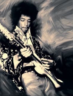 Jimi Hendrix Concert Guitar CD Painting Canvas Art Giclee Print A