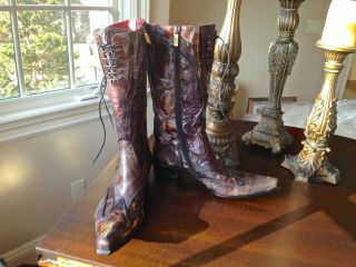 Jo Ghost Ladies Rocker Cowboy Boots Brown Retail $598 Yours for Far