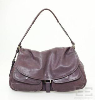 Jil Sander Purple Leather Flap Front Shoulder Bag