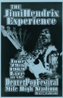 Jimi Hendrix Denver Pop Festival 1969 Colorado Concert Poster