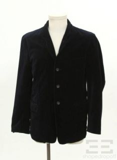 Jil Sander Mens Navy Velvet 3 Button Front Blazer Jacket Size 50