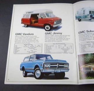 1972 72 GMC Rec Truck Brochure Jimmy Van Pickup Camper