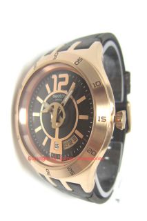 YTG400 New Swatch Mens Watch Brown Leather Band Rosegold 2012