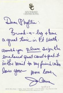 Joanne Worley Autograph Letter Signed