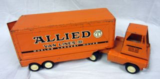 Vintage Metal Orange Tonka Allied Van Lines Semi Truck Worlds Largest
