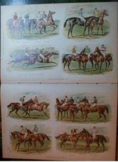 Equestrian Horse Racing Litho 1886 Jockey Caps Jackets