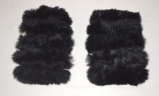 Jocelyn Black Rabbit Fur Glovelettes
