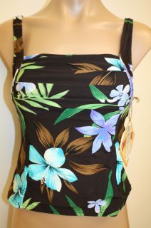 Caribbean Joe Swimsuit Bikini Tankini Top Size 8 Floral Print