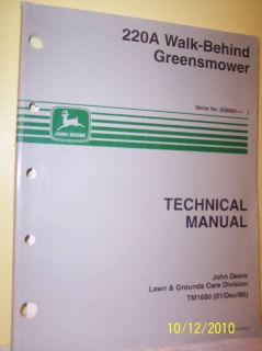 John Deere 220A Walk Behind Greensmower Tech Manual