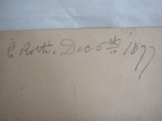 Original C. Roth 1877 Sketch Drawing Portrait Insect Collector / Bug