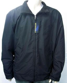  Mens Navy Blue Reversible Green Plaid Fleece Full Zip Jacket Coat XXL