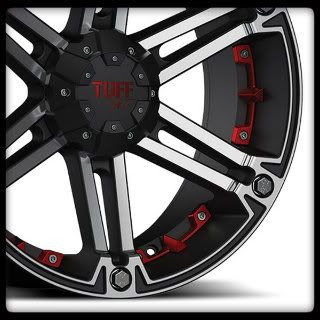 FLAT BLACK/MACHINED FACE W/ RED INSERTS WHEELS RIMS