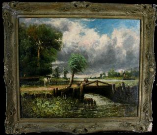 Attributed to John Constable Large Oil Labeled on Reverse