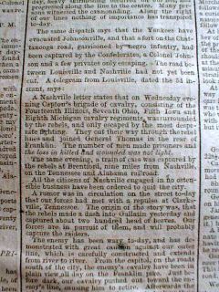  Civil War Newspaper John Singleton Mosby John B Hood Franklin