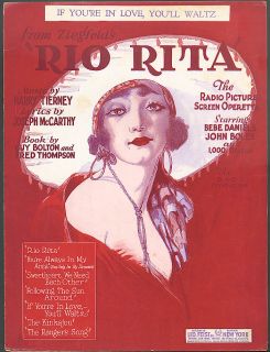  Rio Rita starring Bebe Daniels & John Boles. Leo Feist, NYC. 9x12
