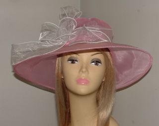 Fashionable New Pink Chiffon Kentucky Derby Wedding Church Style Hats