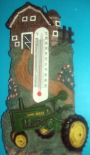 JOHN DEERE Agriculture FARMER THERMOMETER NICE TRACTOR EMBOSSED FARM