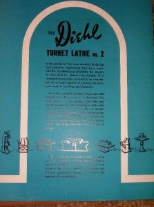 Vtg G M Diehl Machine Works Catalog No 2 Turret Lathe