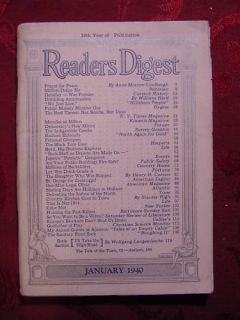 Readers Digest January 1940 Lin Yutang John Gunther