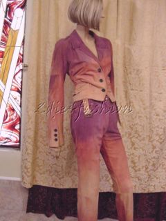 $5750 New John Galliano Tie Dye Suede Leather Ruched Belt Jacket 10 44  