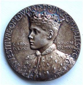 Edward Prince of Wales 1911 Investiture Silver Medallion Original Box  