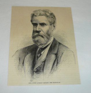 1877 Engraving Honorable John Lothrop Motley Historian  