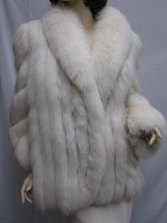 White Fox Fur Jacket Coat Size L  
