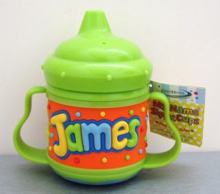 John Hinde my name JAMES SIPPY CUP non spill valve infant toddler baby boy NWT  