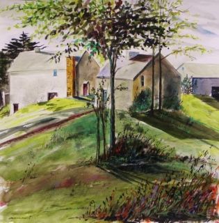 Farm Barn Landscape Original Watercolor Painting JMW Art John Williams History  