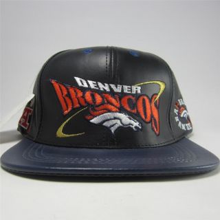 Vtg Denver Broncos Peyton Manning John Elway Leather Snapback Strapback Hat Cap  