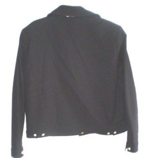 ST JOHN SPORT Marie Gray Textured Black Snap Front Blazer Jacket Stretch M  