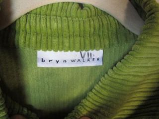BRYN WALKER Womens Button Front Green Corduroy Long Sleeve Jacket Coat sz M  