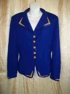 Royal Blue Santana Knit St John Evening Marie Gray Blazer Jacket 12  