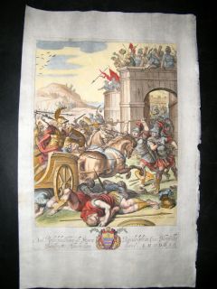 Ogilbys Homer Classical 1660 Folio Hand Col Castle Invasion Chariot  