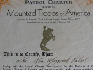 RARE 1931 PAWNEE BILL Signed Mounted Troops of America Document KEN MAYNARD  