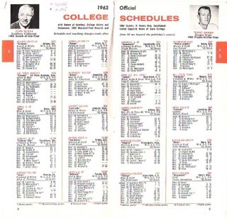 College Football 1963 GMC Schedule Booklet USC John McKay Texas Terry Baker  