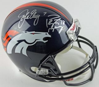 Broncos Peyton Manning John Elway Signed Full Size Rep Helmet HOLOS JSA W263  