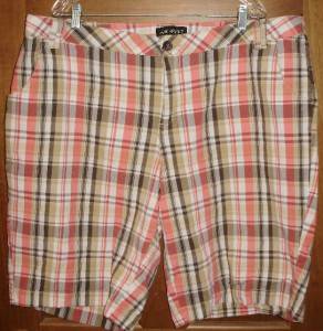 Womens Size 22 pink tan brown plaid shorts Lane Bryant brand  