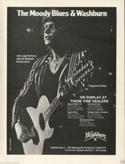 1981 Washburn Moody Blues John Lodge Tanglewood 12 String Guitar Photo Print Ad  