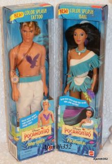 1995 Disney John Smith Pocahontas Color Splash Dolls RARE  