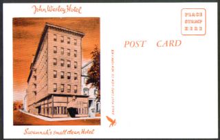John Wesley Hotel Savannah GA Postcard 1950s  