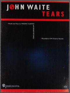 1984 Tears Cusano and Mitchell John Waite Sheet Music  