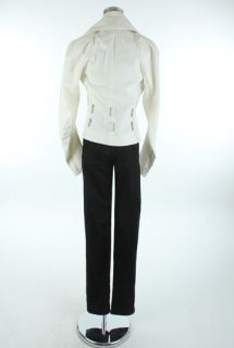 $1478 John Galliano White Cool Jacket with Leather Deco F38  