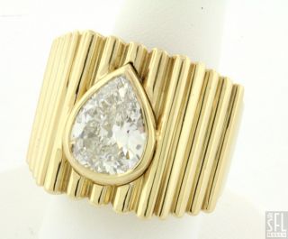 David Webb RARE Vintage 18K Gold 2 82ct VS2 G Pear Diamond Solitaire Ring  