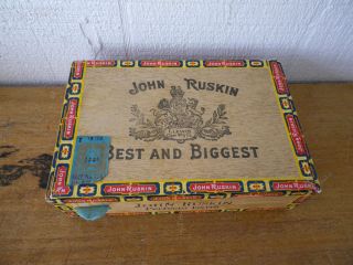John Ruskin Perfecto Extra Wooden Cigar Box Collectible  
