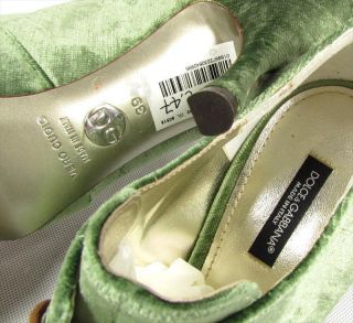 Dolce Gabbana "Baroque" High Heels Ankle Boots Shoes Heels Velvet Green  
