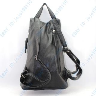Womens Classic Black Faux Leather Backpack Bag Handbag Purse A29  