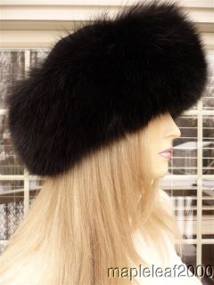 Luxurious Black Fox Fur Suede Hat New  