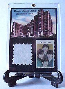 Beatles 1966 Cincinnati Bed Sheet and Stamp Display Vernon Manor Hotel  